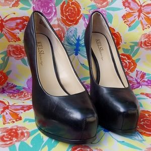 Black 5 in Leather heels by Kelsi Dagger